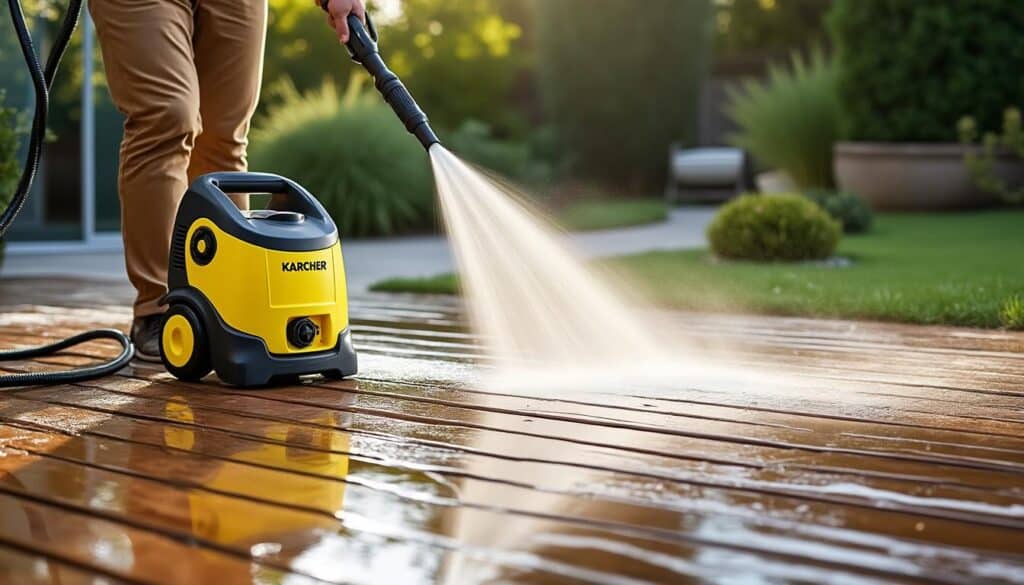 découvrez comment nettoyer votre terrasse avec un kärcher sans l'abîmer en maîtrisant la pression, le choix des buses et la distance idéale pour un nettoyage efficace et sûr.
