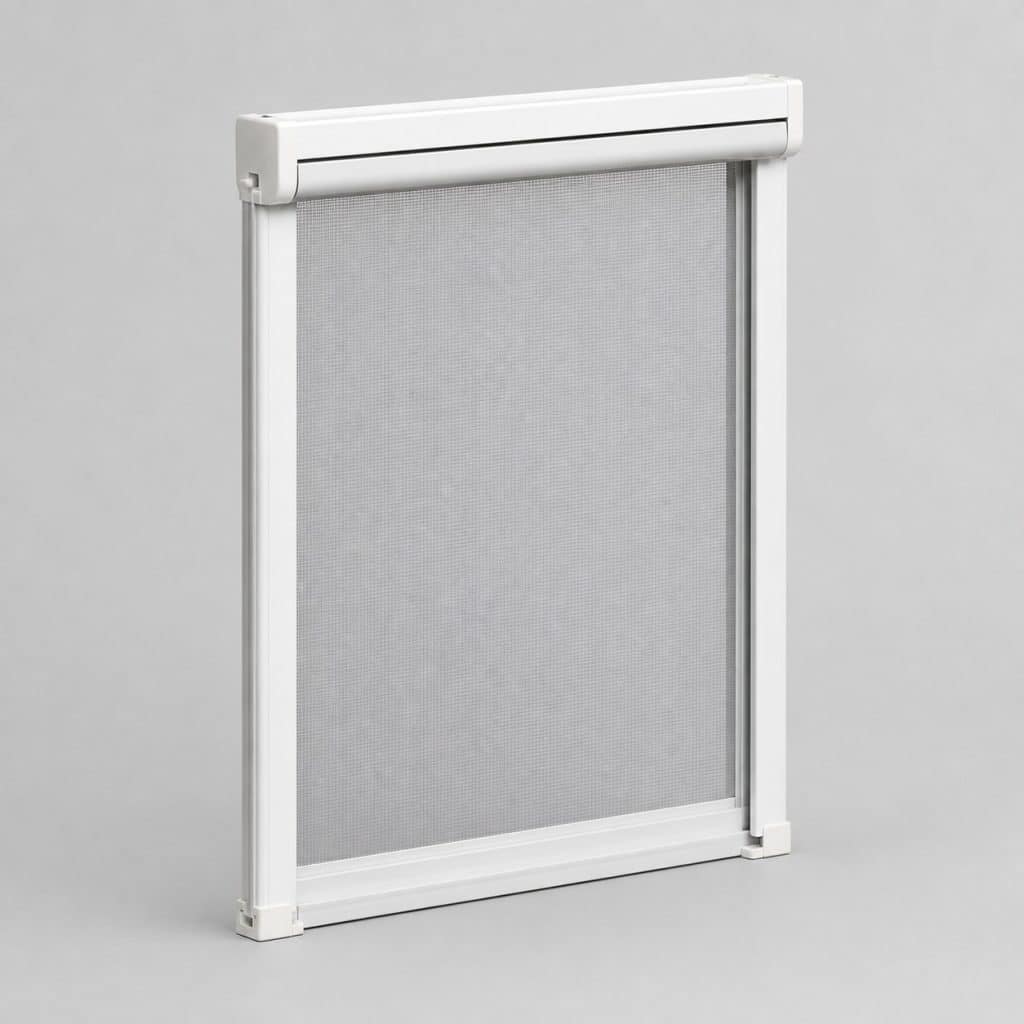 Cadre extensible blanc d'une moustiquaire enroulable sans perçage