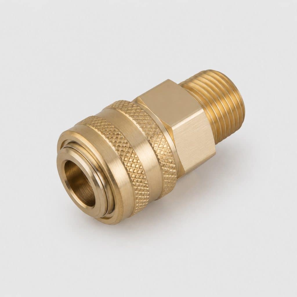 Raccord rapide pneumatique ISO 6150B sur fond clair